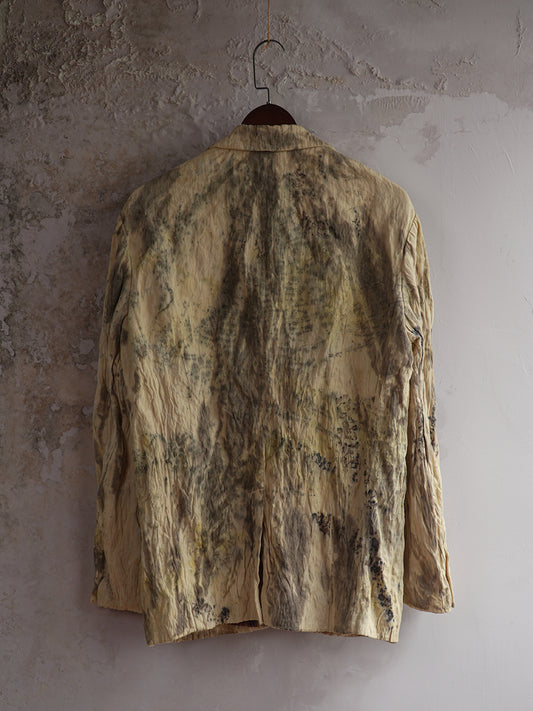 SOARIN WORLD Avant-Garde Artistic Crumpled-Textured Cotton Metallic Blend Blazer SM253XZ02