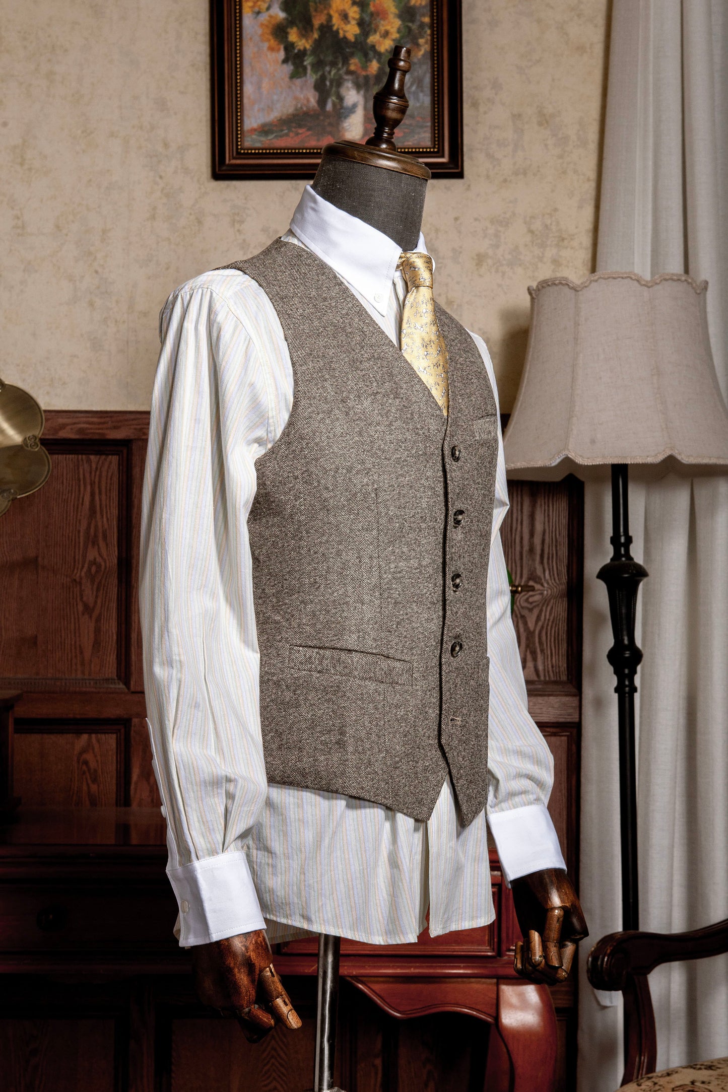 Retro British suit vest for men Business casual suit vest slim fit small vest trendy waistcoat