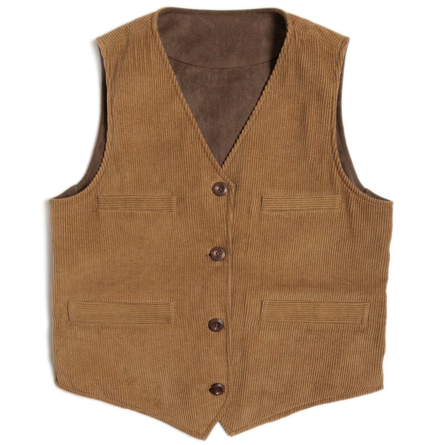 Ami Khaki Corduroy Vest Men American Retro Workwear Style Double-sided Vest Waistcoat