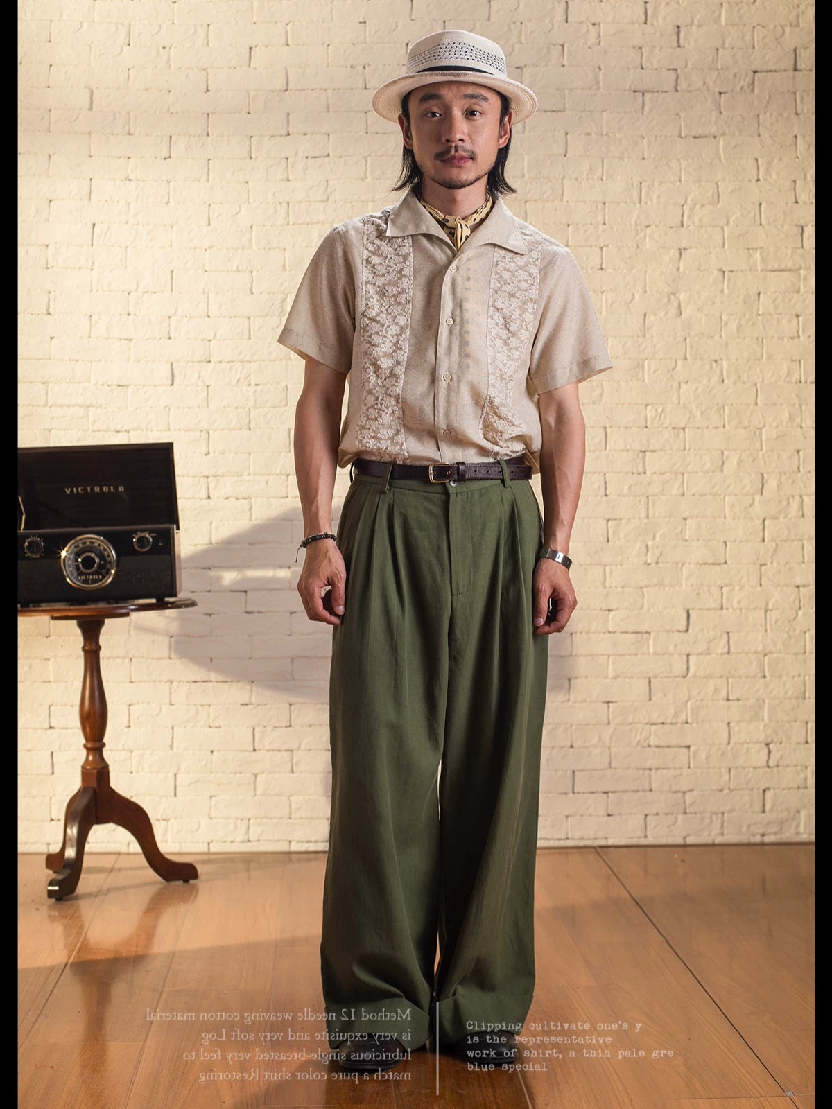 SOARIN Amekaji Loose Fit Lace Polyester Short Sleeve Shirt JITZ2426C272