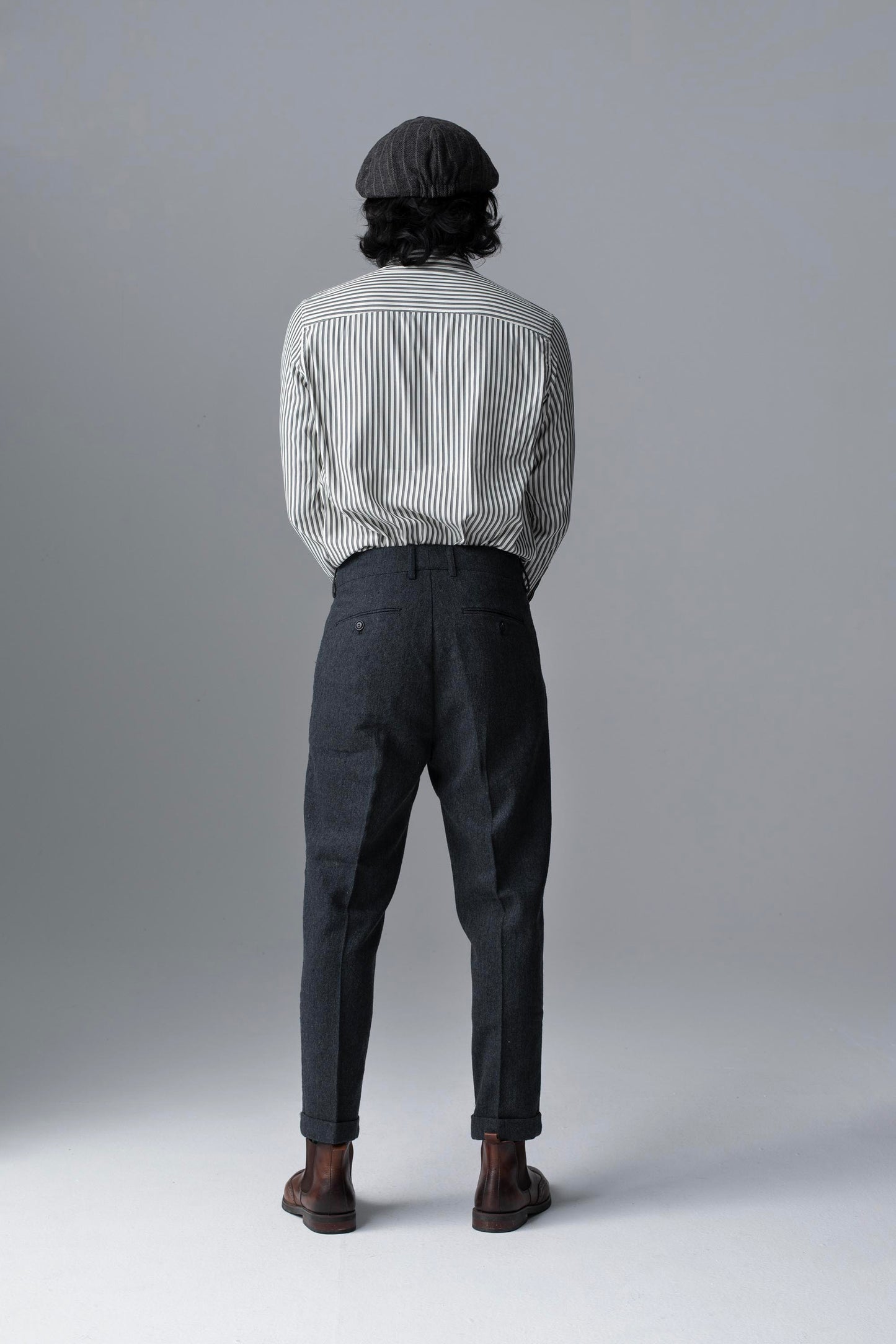 British retro style straight suit pants for men wool business casual slim fit tapered nine-point pants