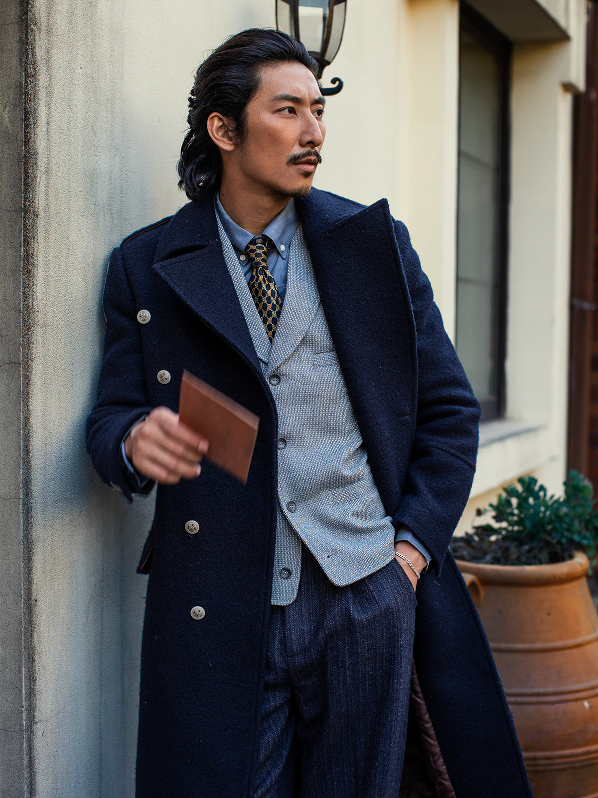 Retro British style 100% wool coat for men Business suit windbreaker jacket mid-length autumn and winter windbreaker jacket