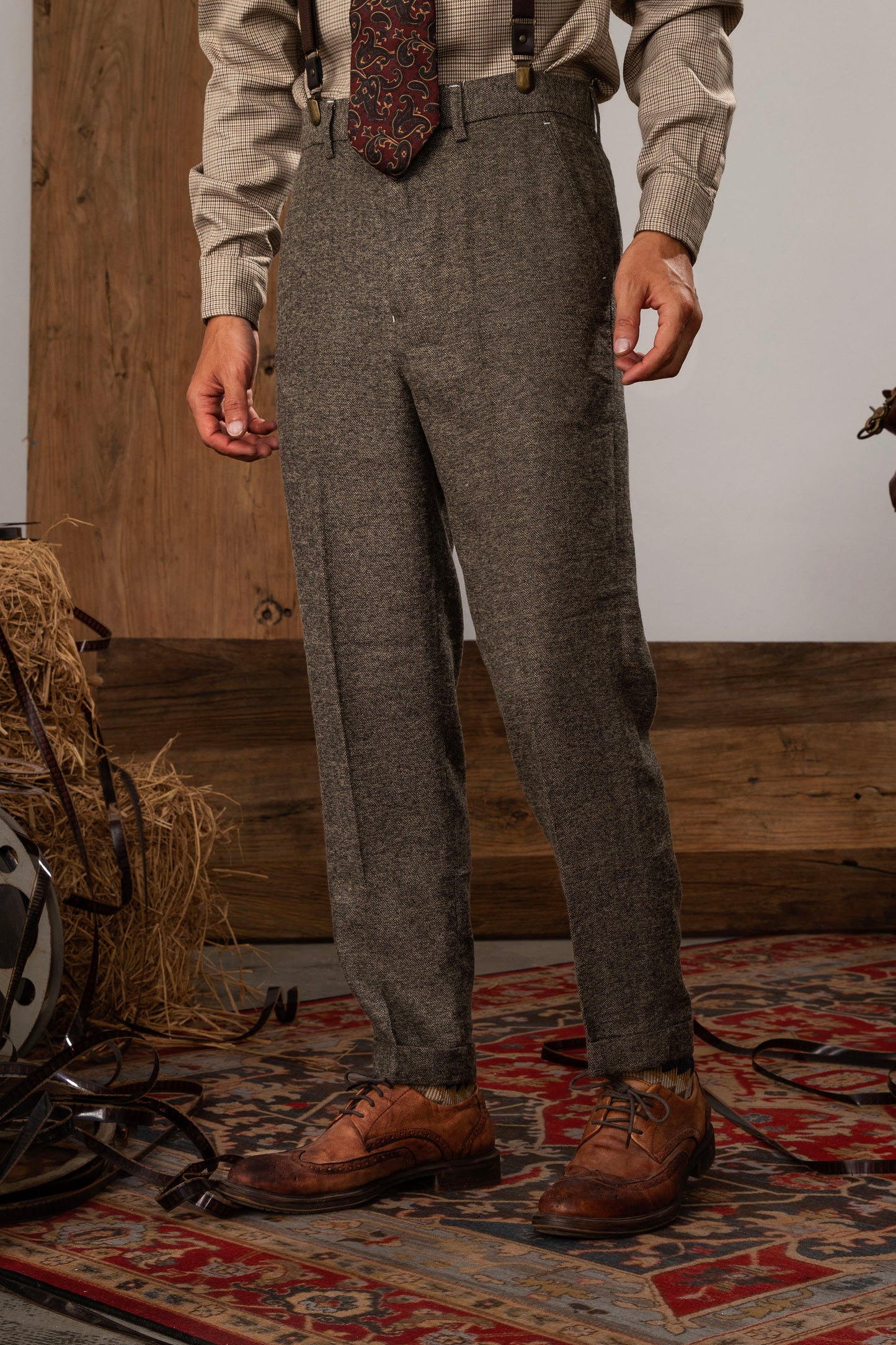 Soarin original retro style herringbone nine-point suit pants men's British style business slim straight nine-point casual trousers