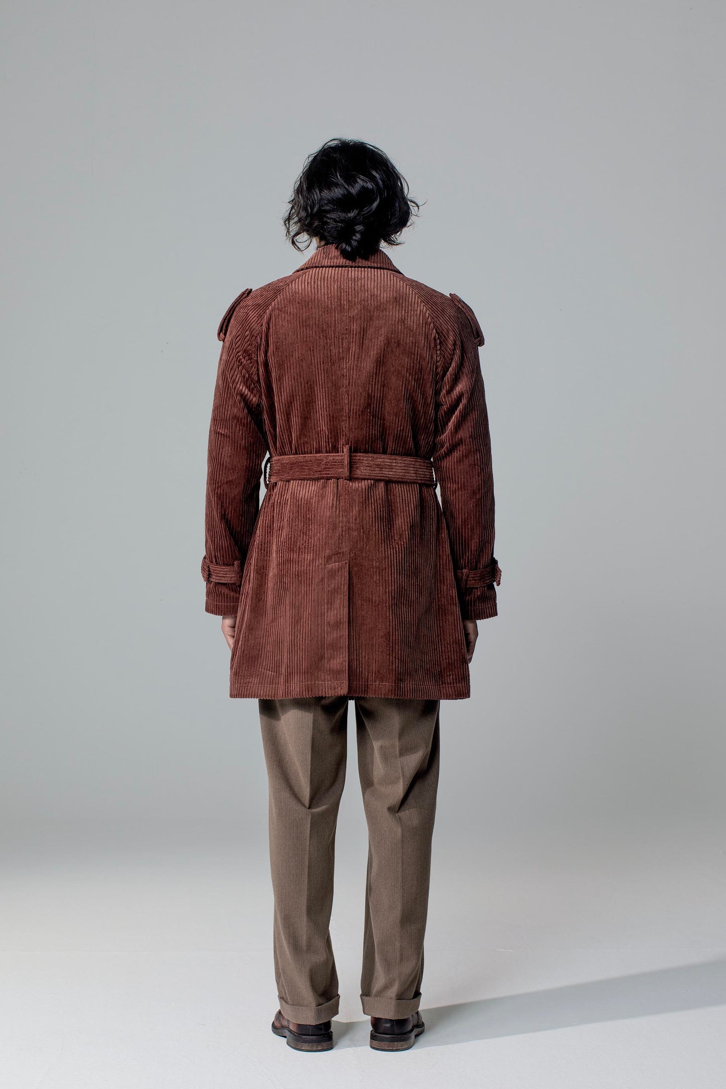 British style retro mid-length coat for men Winter corduroy casual loose trench coat