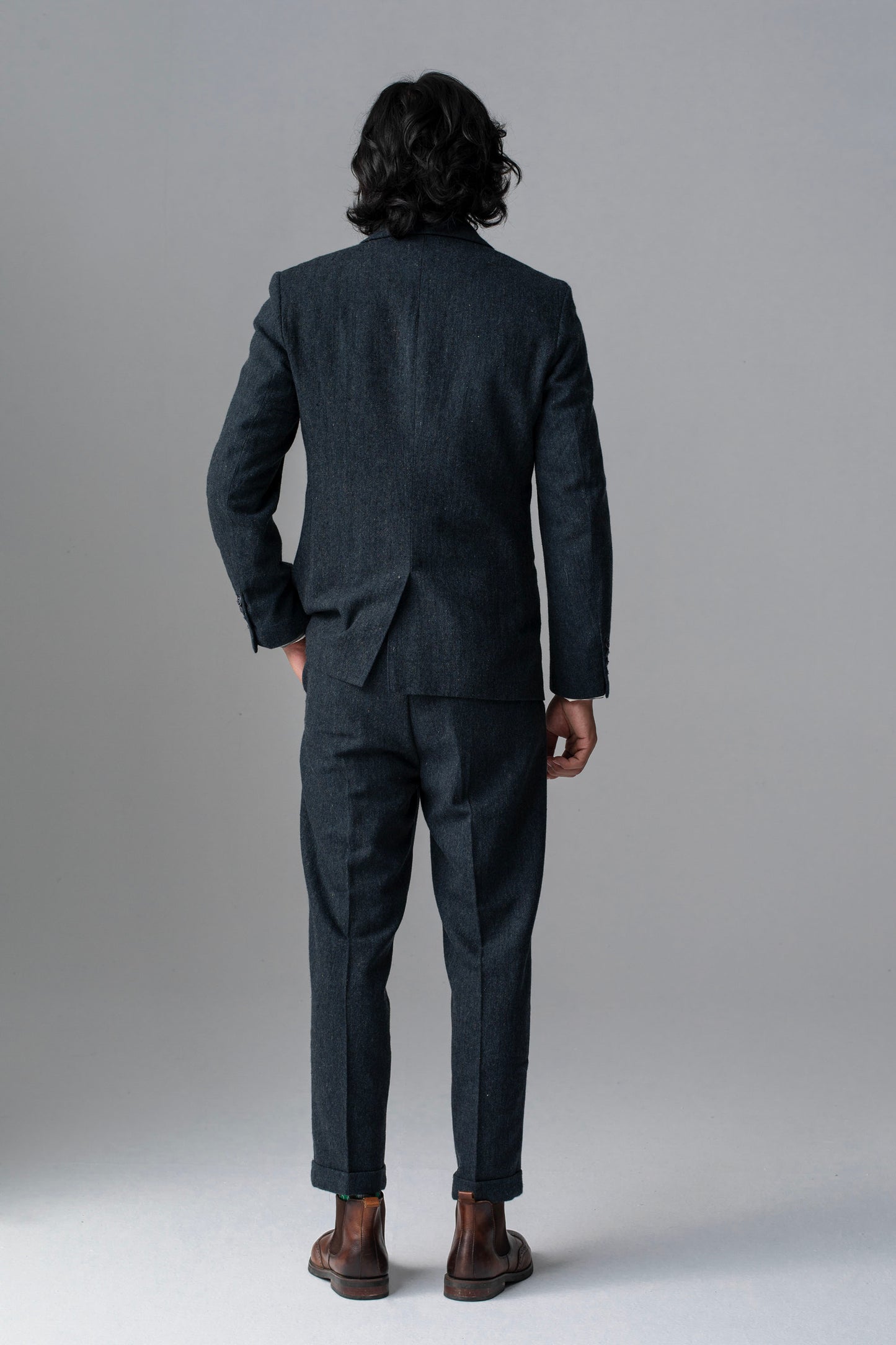 Retro British style woolen suit jacket for men yuppie business formal casual suit