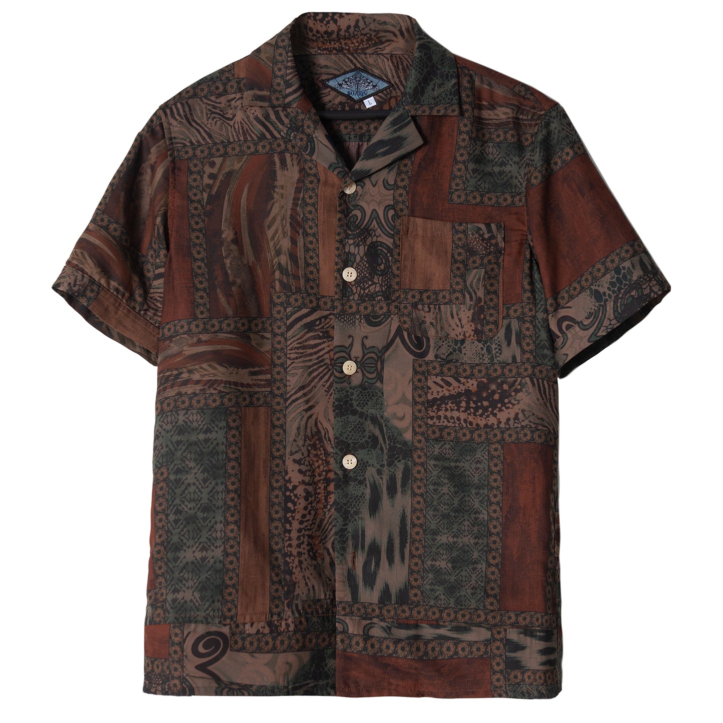 Retro style printed Cuban collar shirt for men Yuppie Vintage Hawaiian Baroque short-sleeved shirt