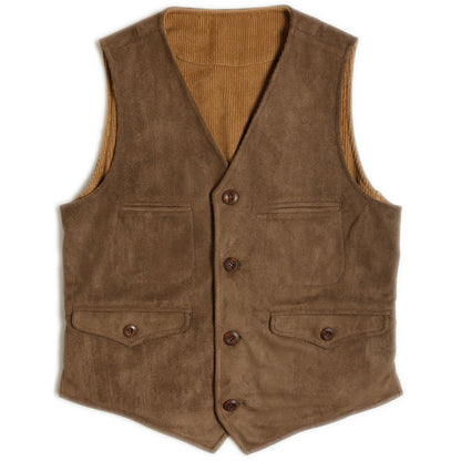 Ami Khaki Corduroy Vest Men American Retro Workwear Style Double-sided Vest Waistcoat