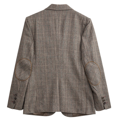 British style retro houndstooth men's suits autumn and winter handsome suits casual plaid suit jacket wedding dress