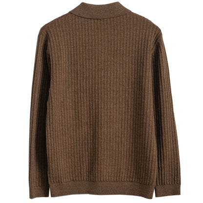 British retro style striped sweater men's lapel pullover casual slim knit sweater base layer sweater