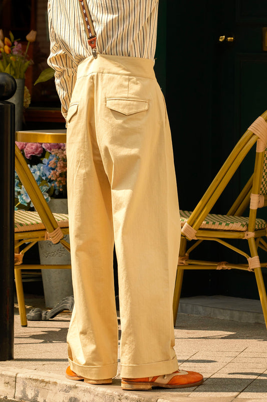 American retro style Gurga pants men's Naples high waist straight casual nine-point suit pants