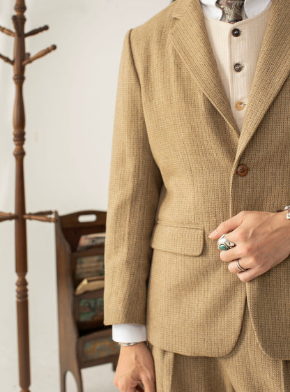 Waffle British retro wool suit jacket for men Business casual slim suit