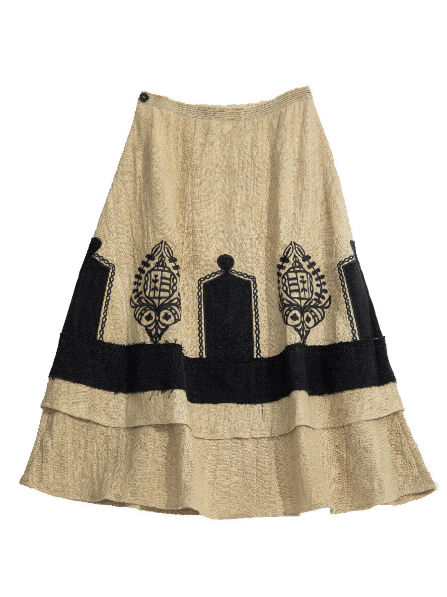 SOARIN WORLD Neo-Oriental Heritage A-line Linen-blend Skirt N-DCZ242TQ07