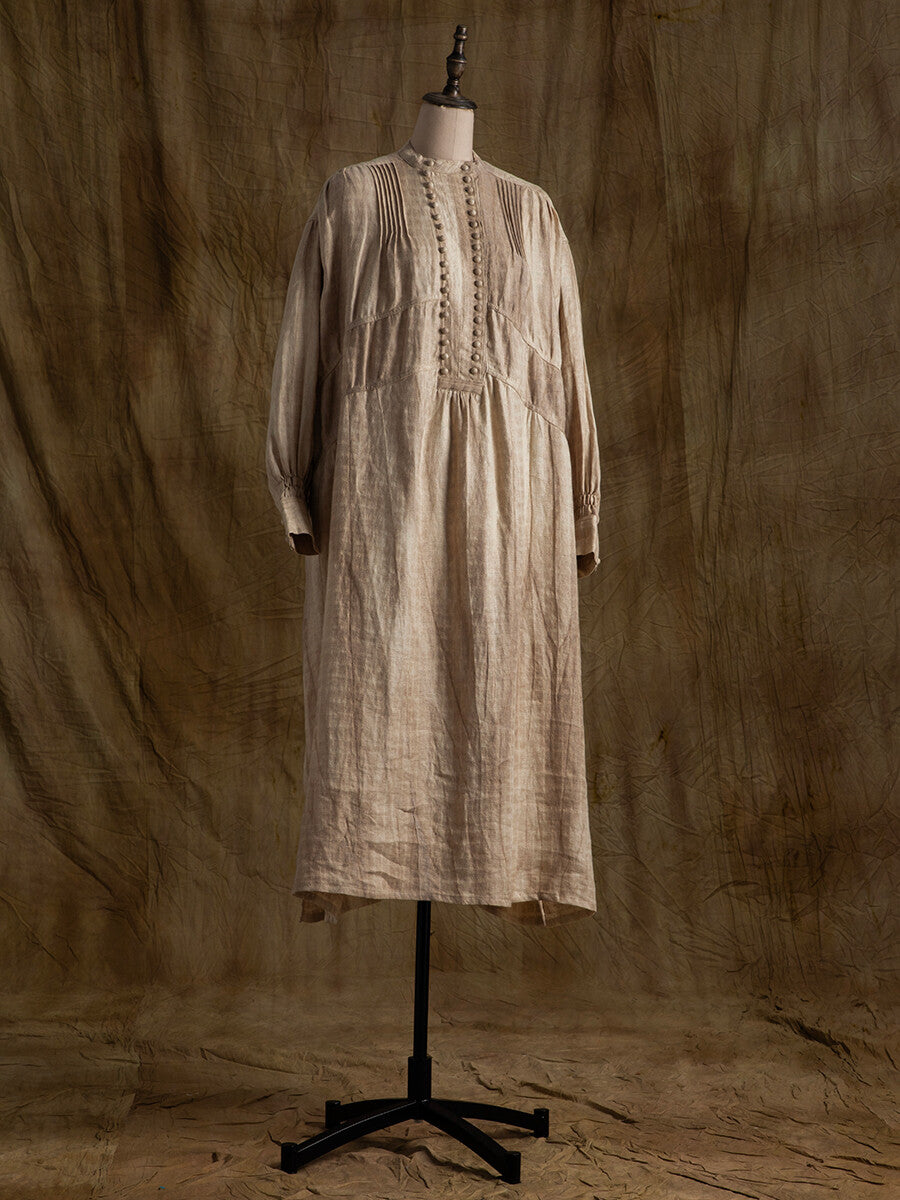 SOARIN WORLD Loose Linen Pleated Long Dress N-DCZ242TC05