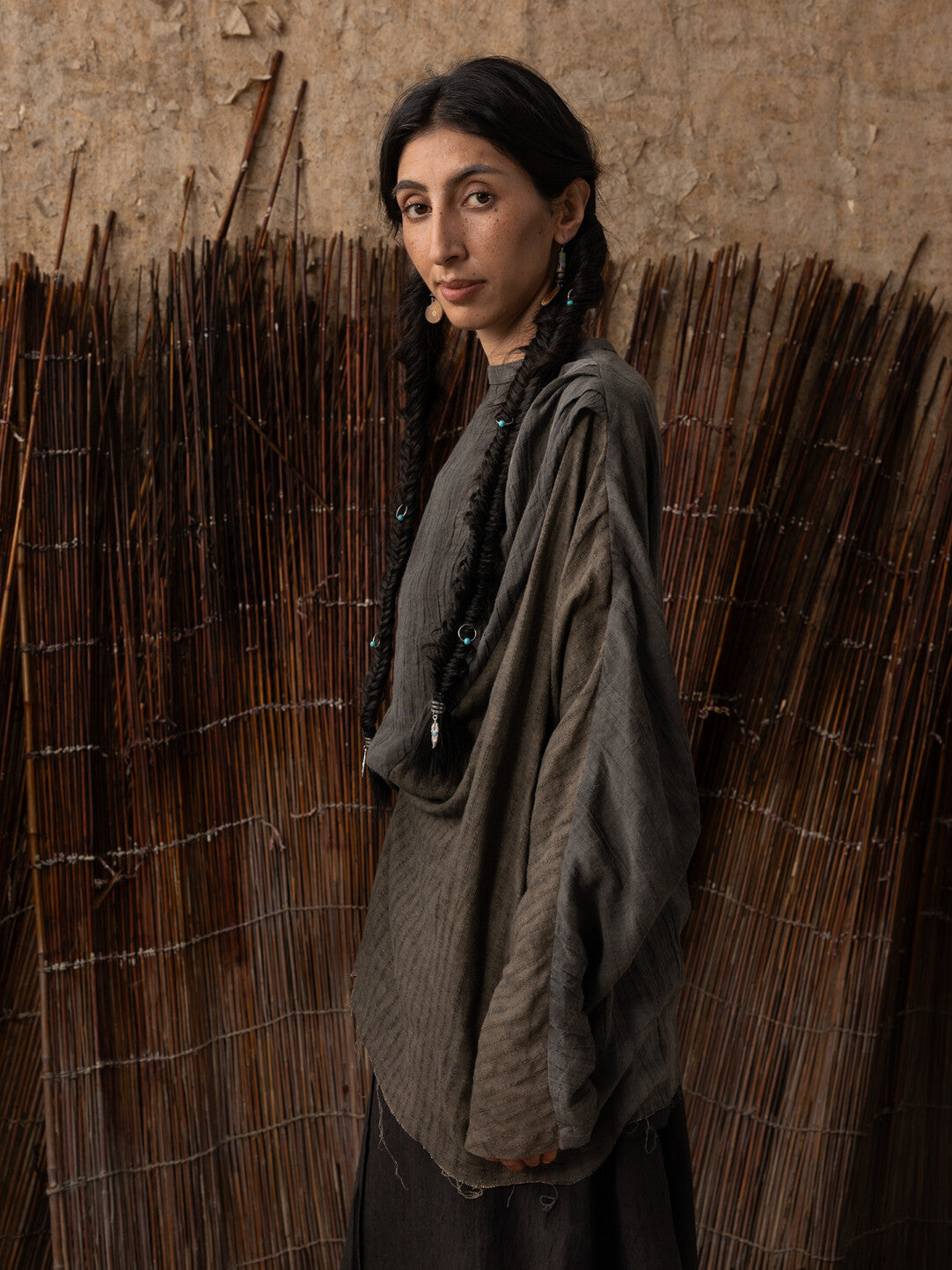 SOARIN WORLD Neo-Oriental Heritage Relaxed Fit Linen-Blend Textured Shirt N-DCZ242TC03