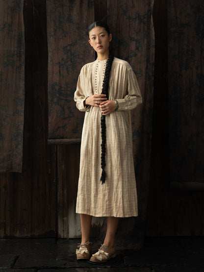SOARIN WORLD Loose Linen Pleated Long Dress N-DCZ242TC05