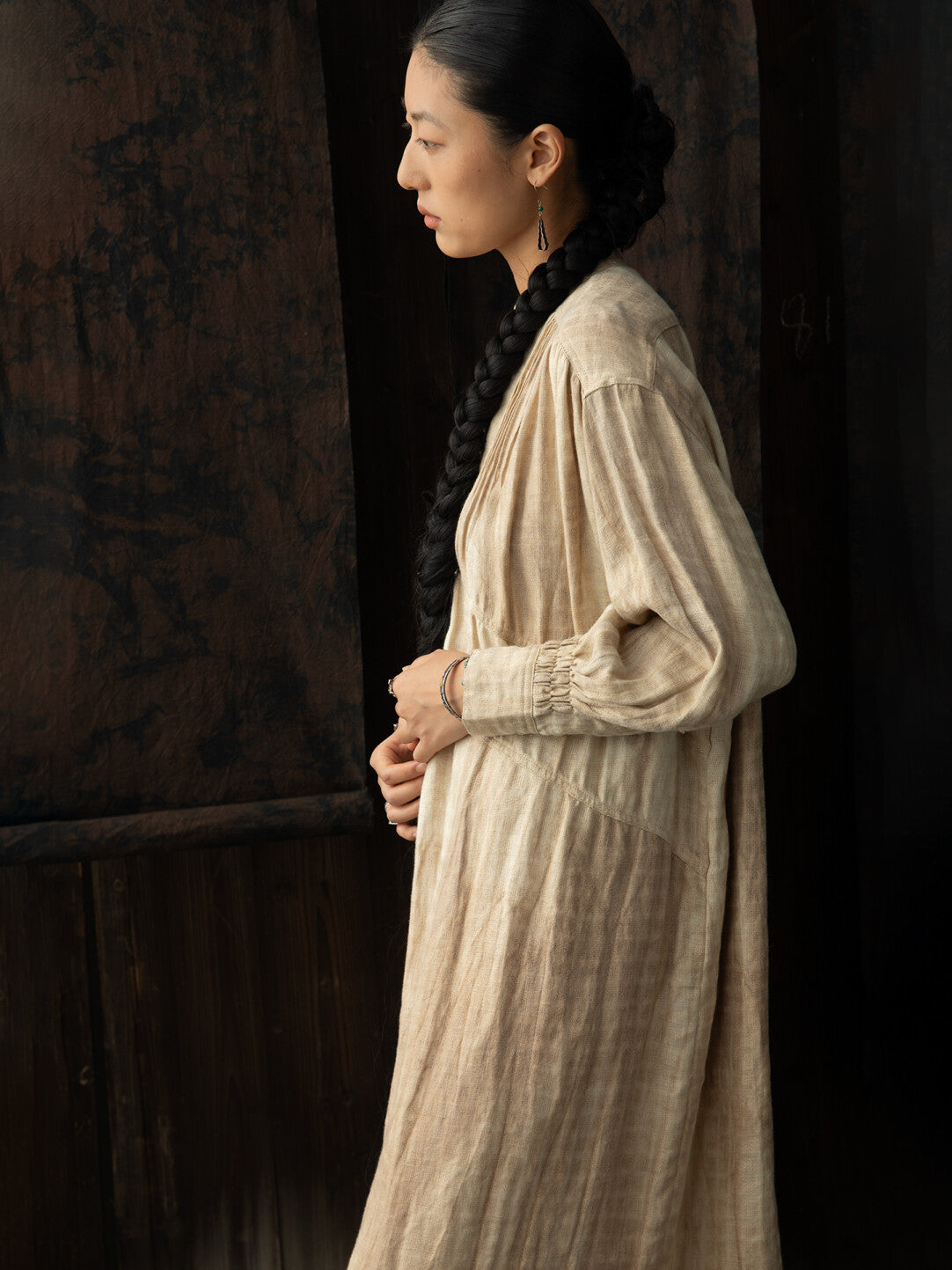 SOARIN WORLD Loose Linen Pleated Long Dress N-DCZ242TC05