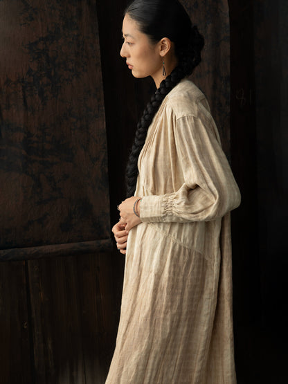SOARIN WORLD Loose Linen Pleated Long Dress N-DCZ242TC05