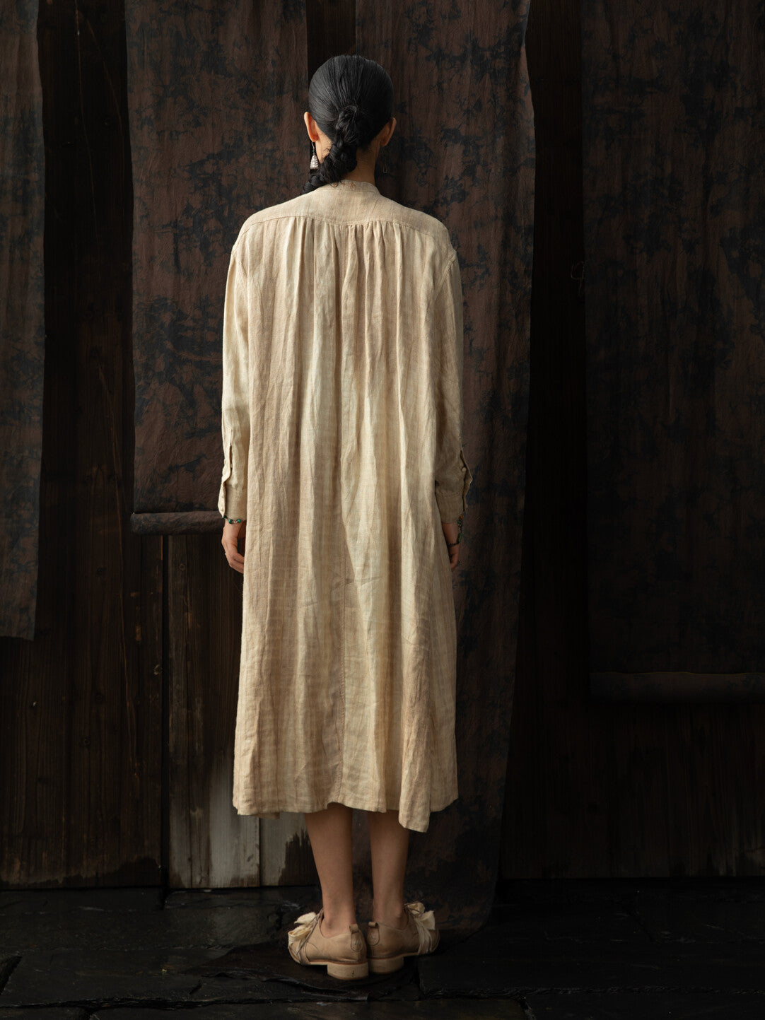 SOARIN WORLD Loose Linen Pleated Long Dress N-DCZ242TC05