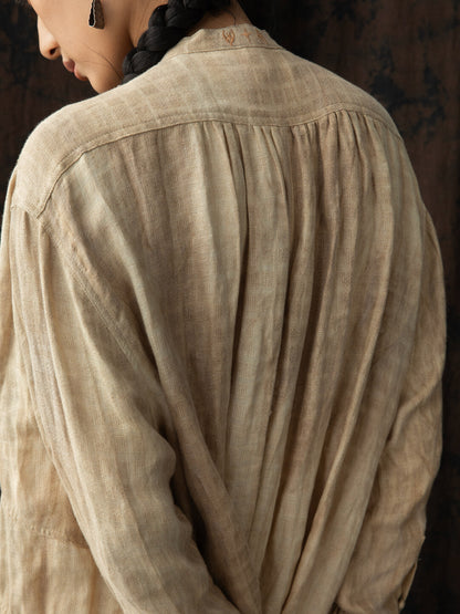 SOARIN WORLD Loose Linen Pleated Long Dress N-DCZ242TC05