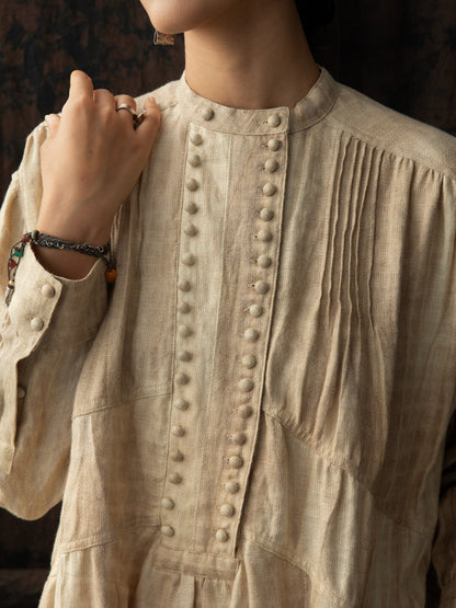 SOARIN WORLD Loose Linen Pleated Long Dress N-DCZ242TC05