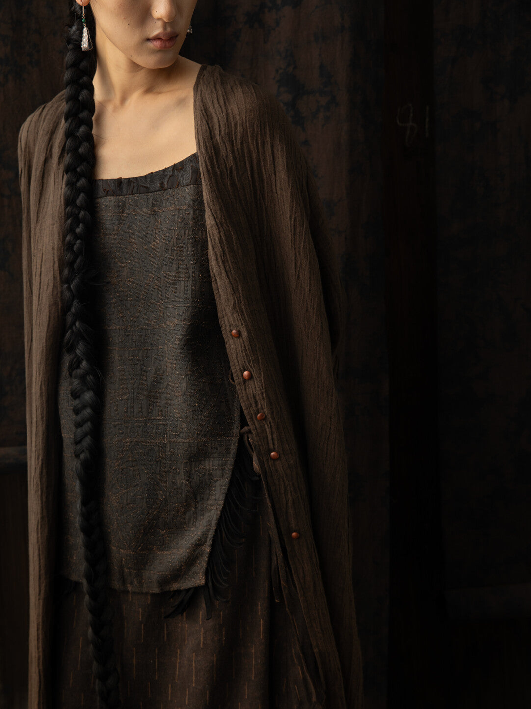 SOARIN WORLD Neo-Oriental Heritage Asymmetric Loose Linen Coat N-DCZ242TW02