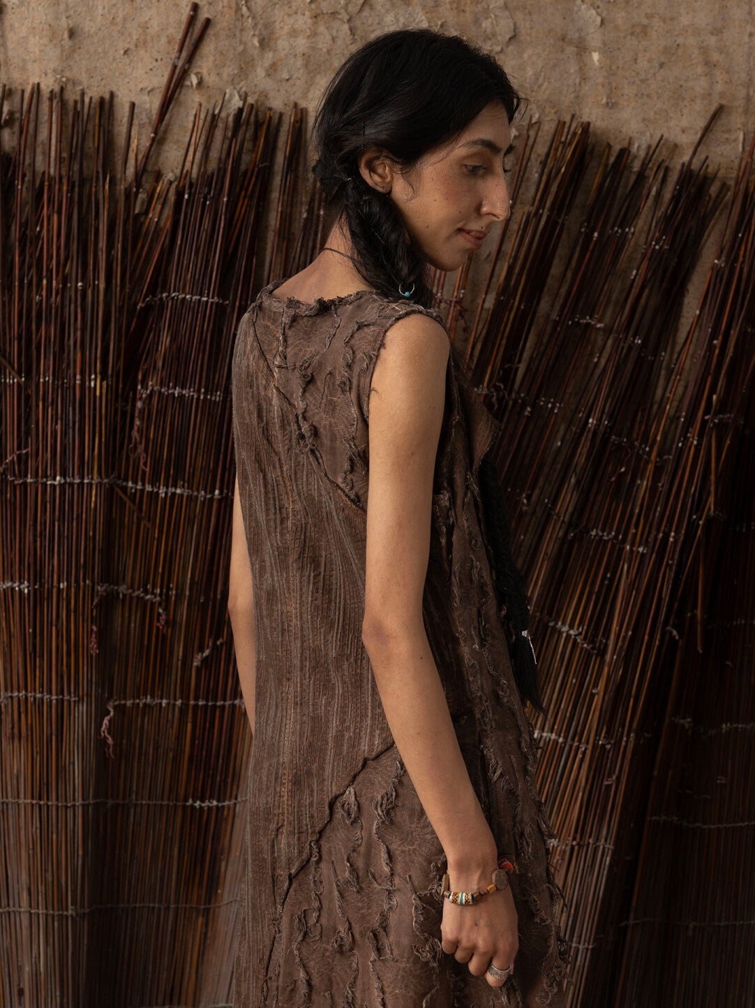 SOARIN WORLD Neo-Oriental Heritage A-line Cotton-Linen Blend Skirt N-DCZ242TQ11棕