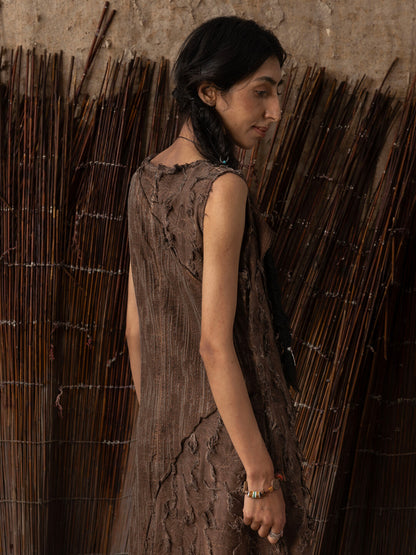 SOARIN WORLD Neo-Oriental Heritage A-line Cotton-Linen Blend Skirt N-DCZ242TQ11棕