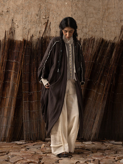 SOARIN WORLD（Neo-Oriental Heritage）Oversized Paisley Cotton Linen Long Coat N-DCZ242TW07