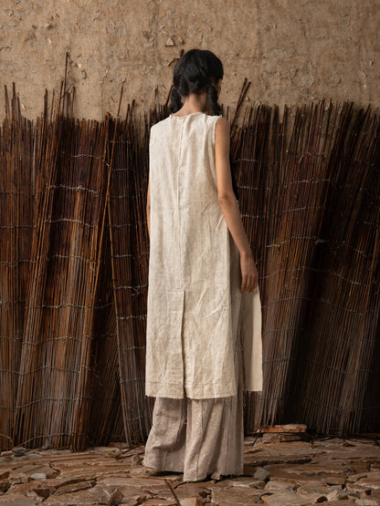 【SOARIN WORLD】Neo-Oriental Heritage Straight Cut Long Vest Ramie Cotton Blend Sleeveless Tunic N-DCZ252TC11