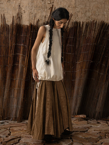 SOARIN WORLD Neo-Oriental Heritage Bubble Silhouette Textured Fabric Blouse N-DCZ252TC13