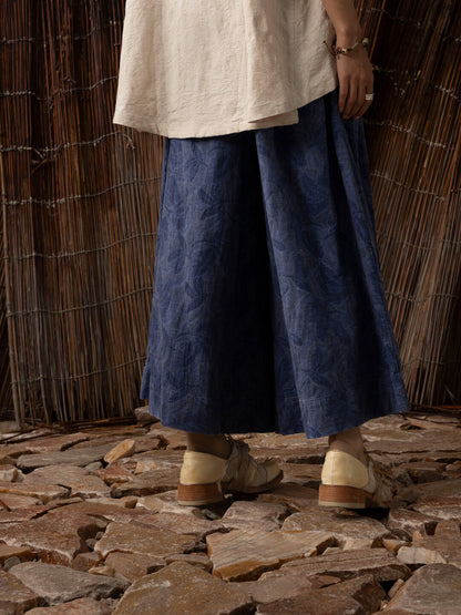 SOARIN WORLD Neo-Oriental Heritage Wide-Leg Skirt Pants Textured Blend N-DCZ252TF06