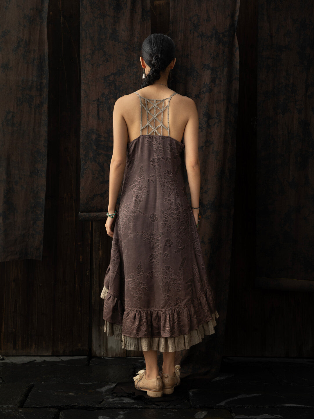 SOARIN WORLD Neo-Oriental Heritage Sleeveless Jacquard Cotton Dress N-DCZ252TQ20