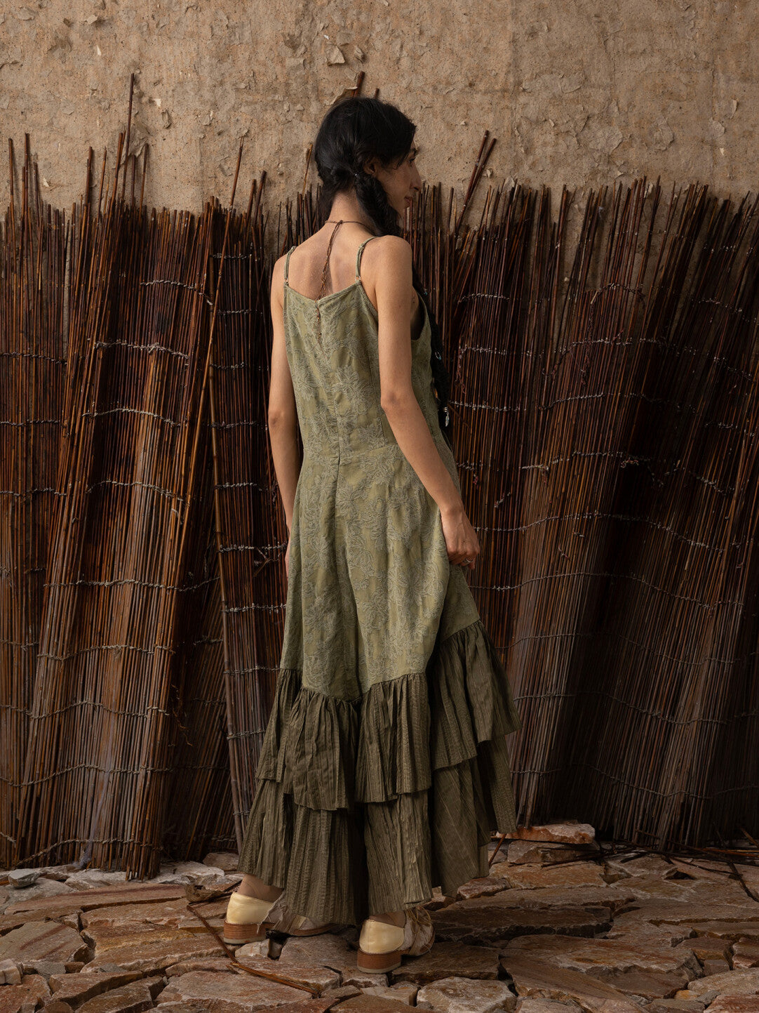 SOARIN WORLD Neo-Oriental Heritage Layered Jacquard Strap Dress N-DCZ252TQ24