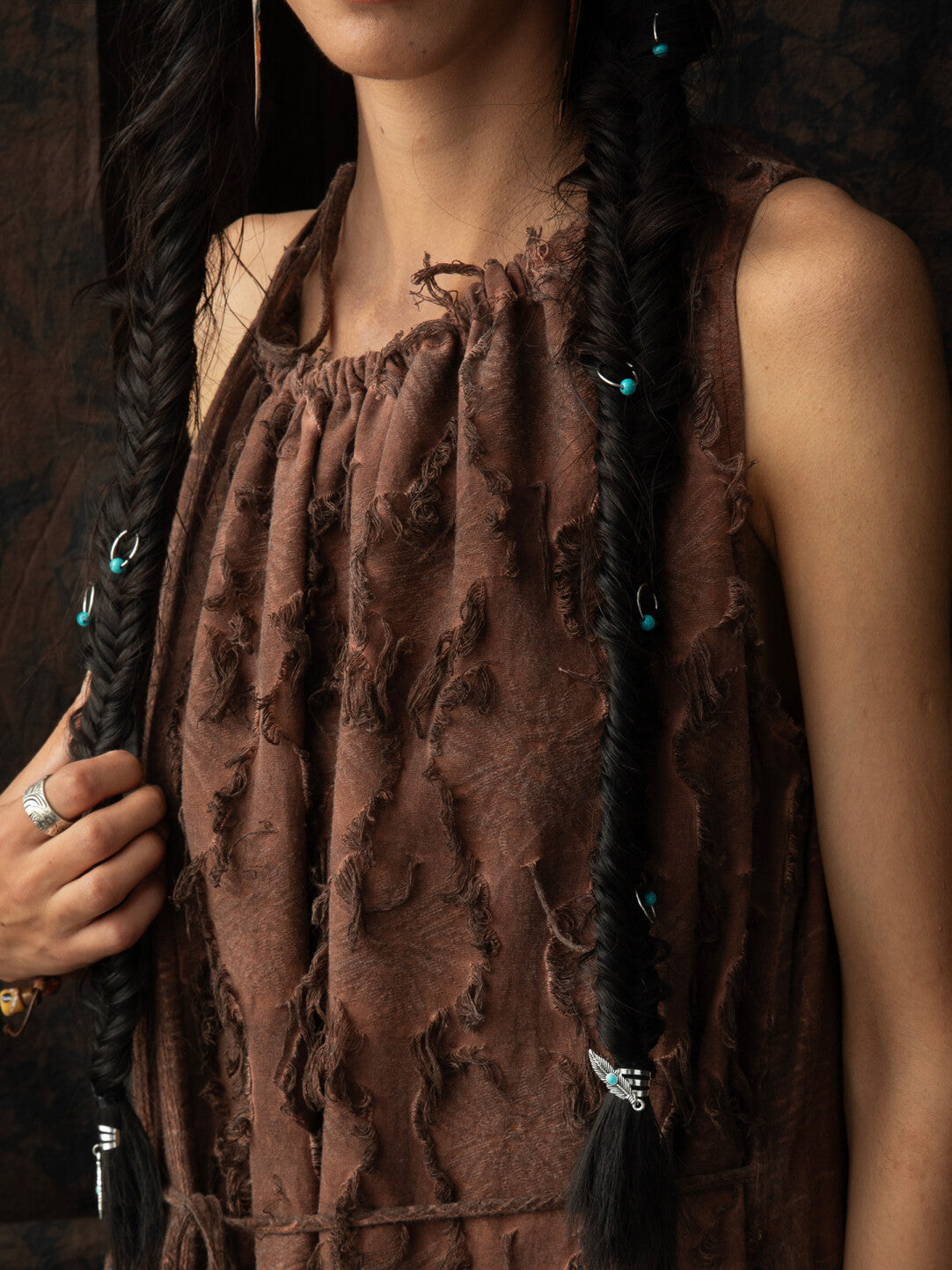 SOARIN WORLD Neo-Oriental Heritage Loose Suspender Dress Vintage Texture Cotton-Linen Blend Dress N-DCZ252TQ29