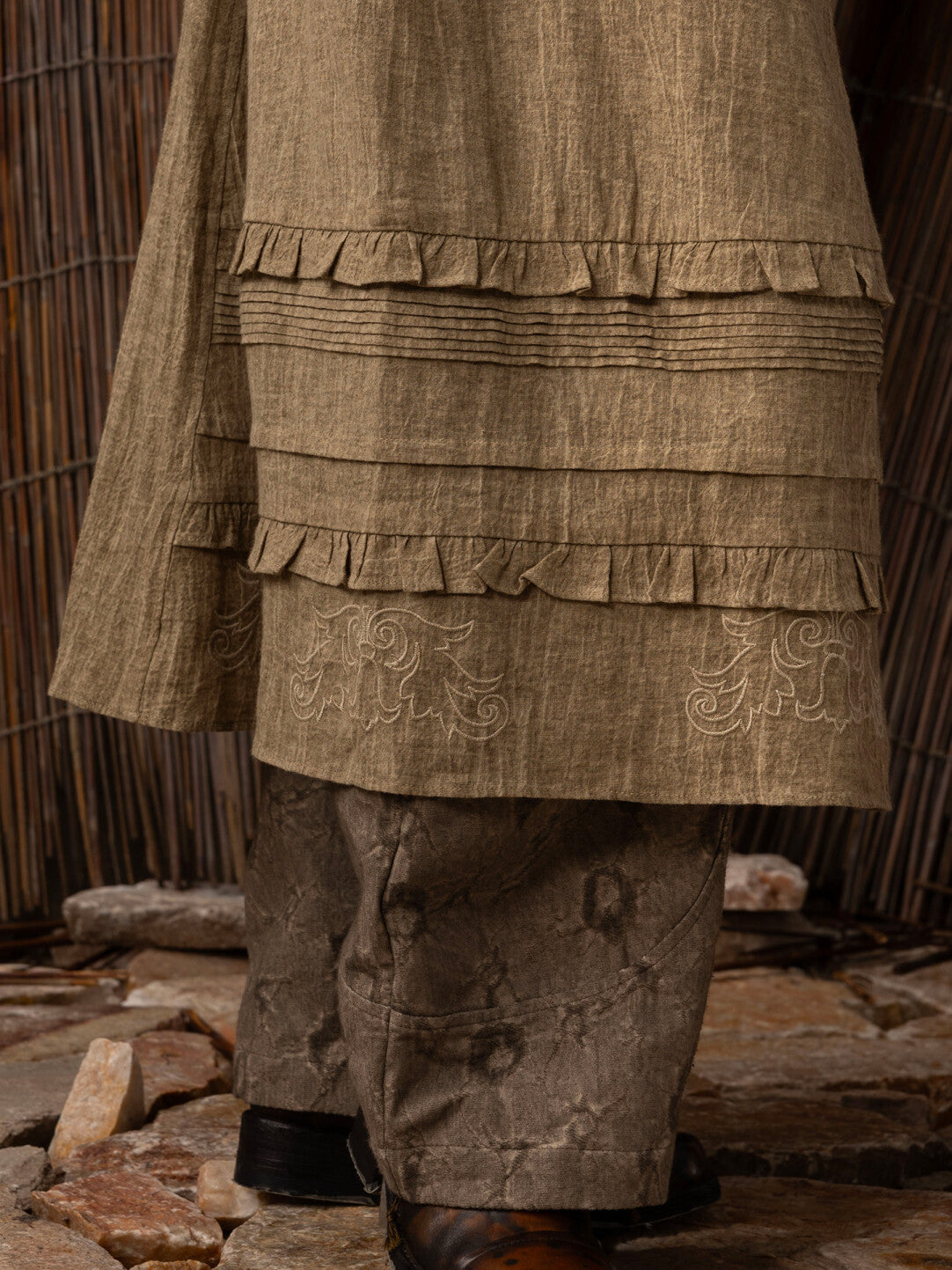 SOARIN WORLD Neo-Oriental Heritage A-Line Coarse Linen Camisole Dress N-DCZ252TQ32