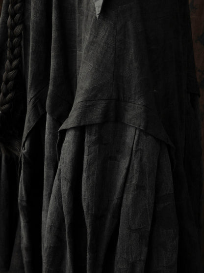 SOARIN WORLD Neo-Oriental Heritage Deconstructed Pleated Dark Jacquard Skirt N-DCZ252TQ35