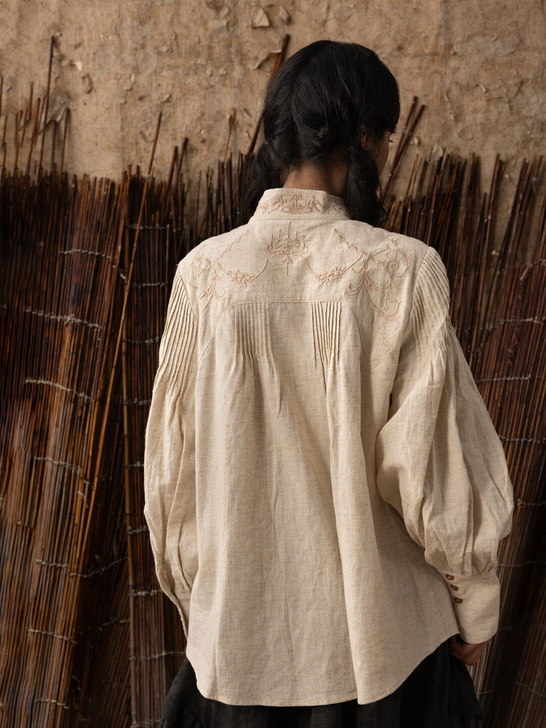 SOARIN WORLD Relaxed Linen-Cotton Embroidered Shirt N-DCZ242TC04
