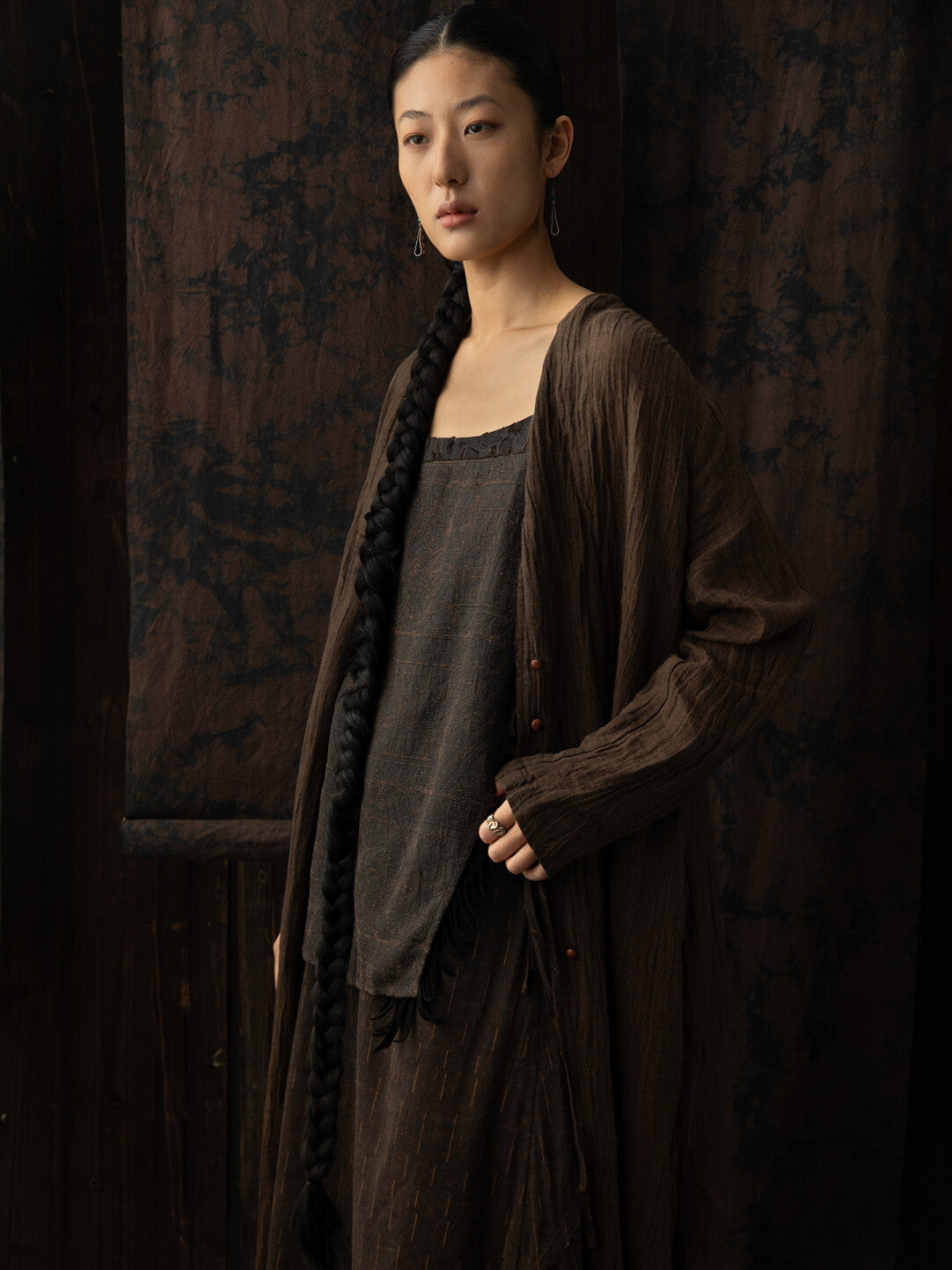 SOARIN WORLD Neo-Oriental Heritage Asymmetric Loose Linen Coat N-DCZ242TW02