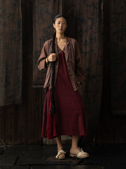 SOARIN WORLD Asymmetric Rayon Linen Splice Shirt N-DCZ242TW05