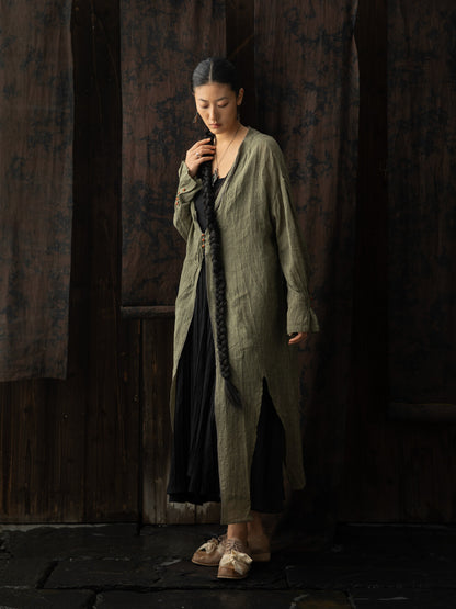 SOARIN WORLD Neo-Oriental Heritage Asymmetric Slit Duster Robe N-DCZ242TW06