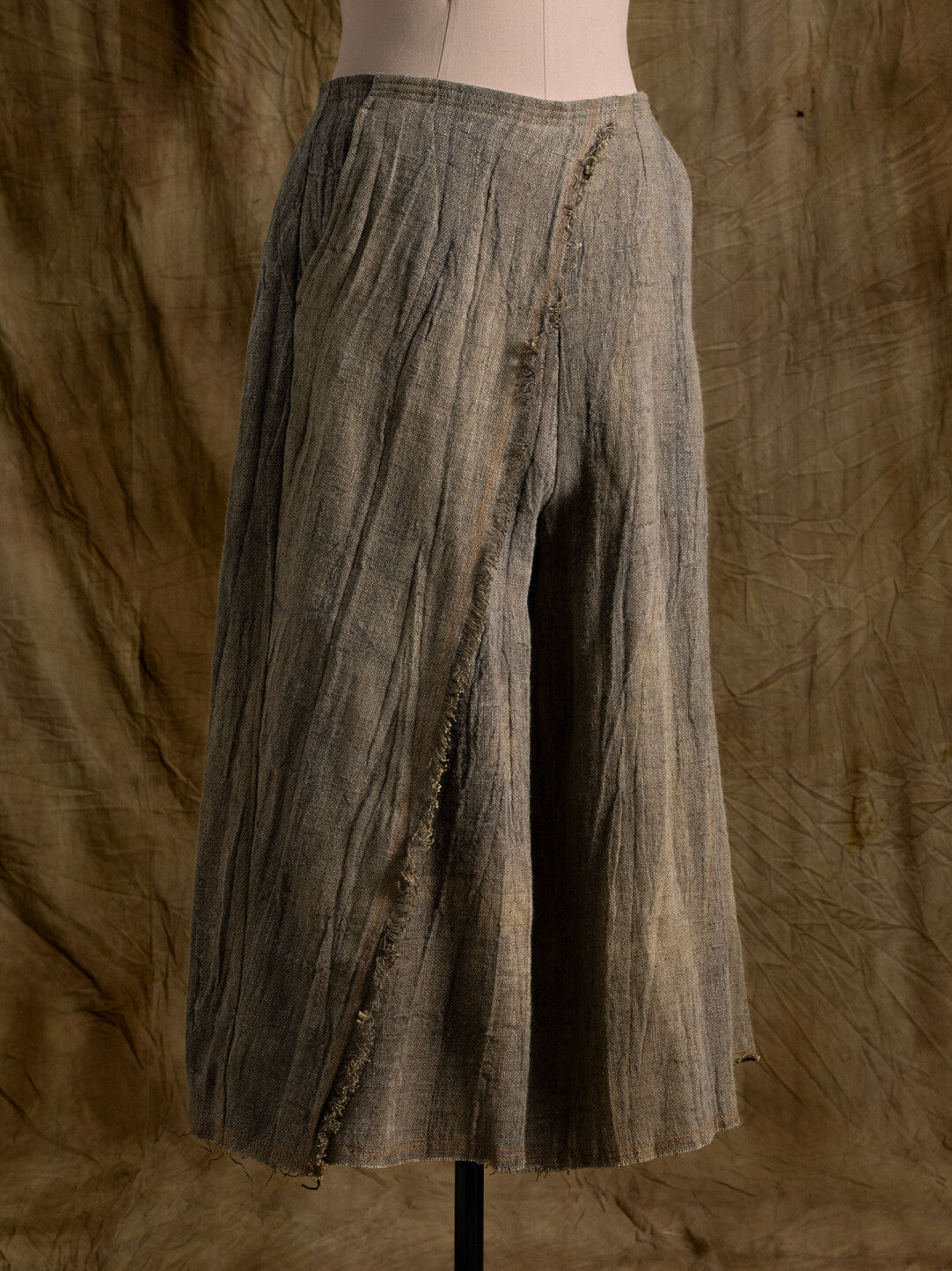 SOARIN WORLD Neo-Oriental Heritage Cropped Wide-Leg Pants Linen-Cotton Blend Culottes N-DCZ242TF03