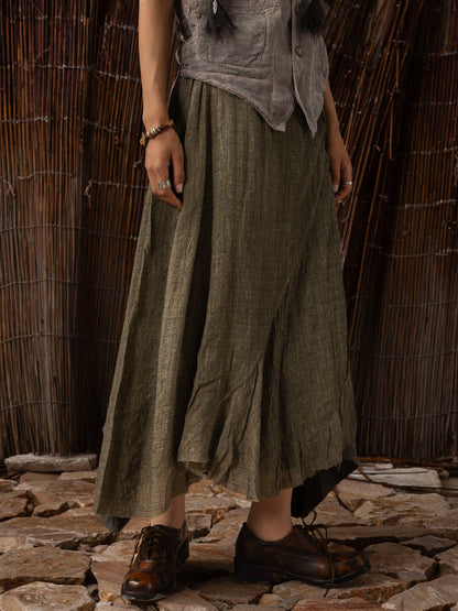 SOARIN WORLD Neo-Oriental Heritage Asymmetrical Silhouette Cotton Blend Skirt N-DCZ242TQ12