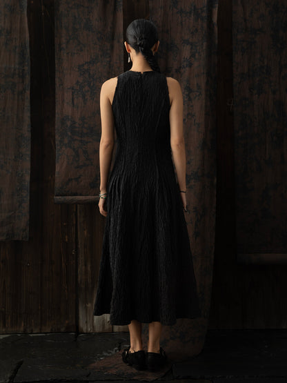 SOARIN WORLD Neo-Oriental Heritage Crinkle Texture A-line Sleeveless Dress N-DCZ242TQ13