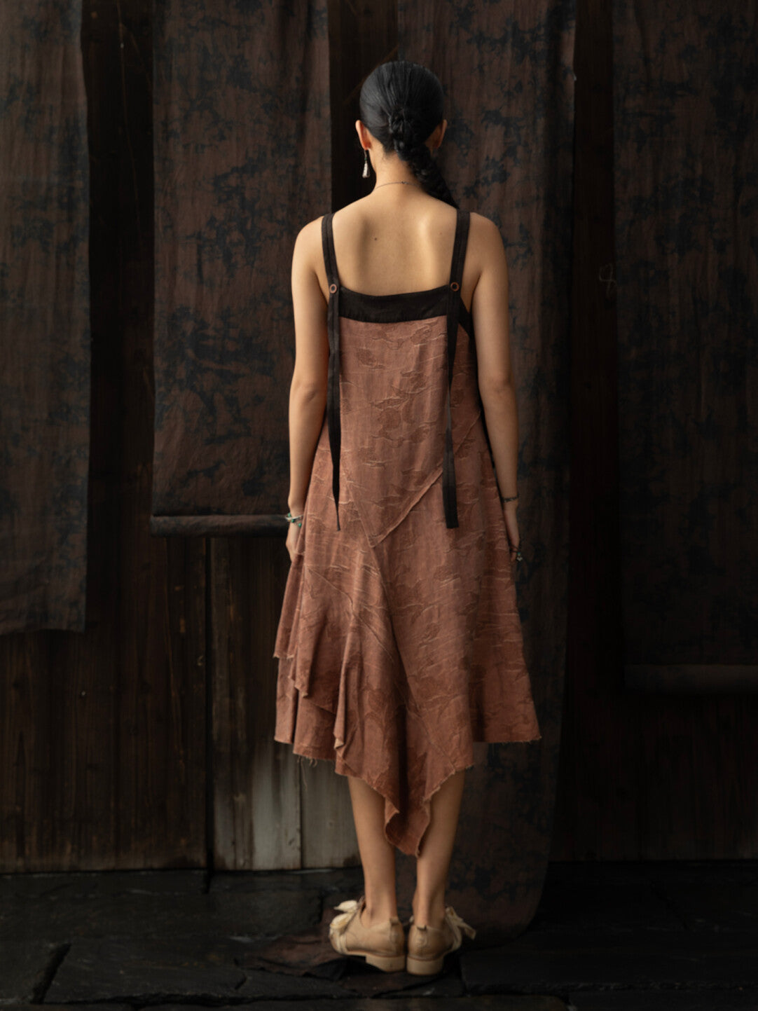 SOARIN WORLD Neo-Oriental Heritage Asymmetric Cotton-Viscose Floral Dress N-DCZ242TQ17