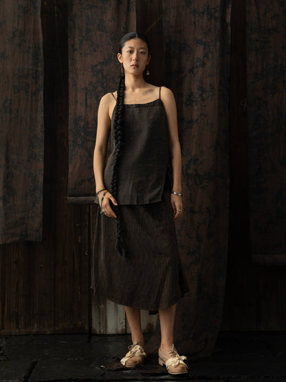 SOARIN WORLD Neo-Oriental Heritage Modern Zen Collection Boxy Silhouette Camisole Jacquard Silk Top N-DCZ242TQ16