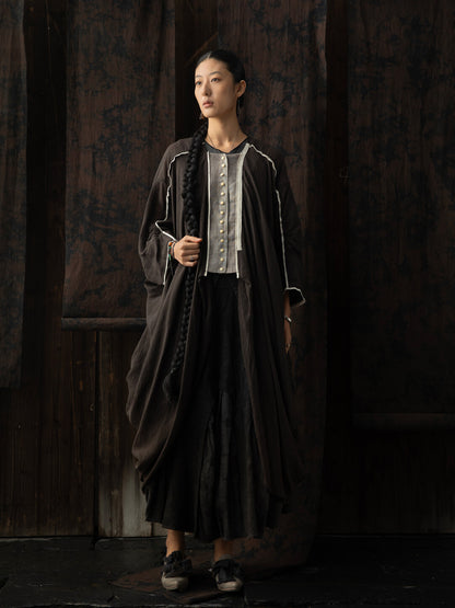 SOARIN WORLD（Neo-Oriental Heritage）Oversized Paisley Cotton Linen Long Coat N-DCZ242TW07