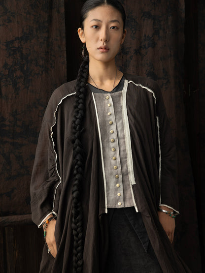 SOARIN WORLD（Neo-Oriental Heritage）Oversized Paisley Cotton Linen Long Coat N-DCZ242TW07