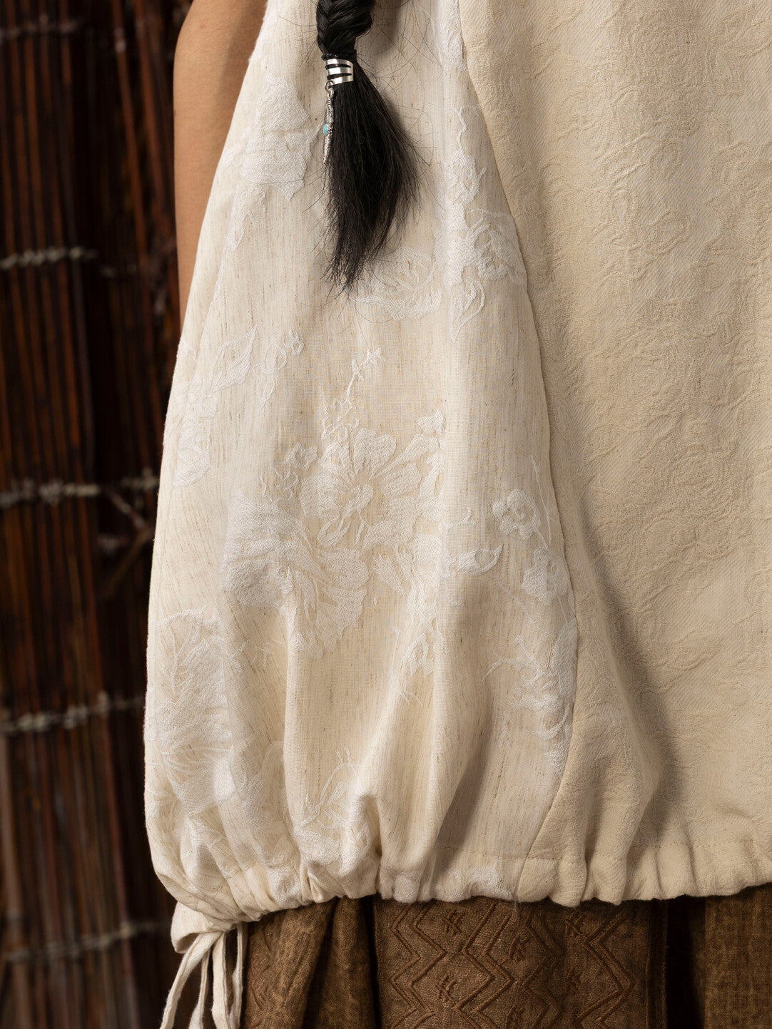 SOARIN WORLD Neo-Oriental Heritage Bubble Silhouette Textured Fabric Blouse N-DCZ252TC13