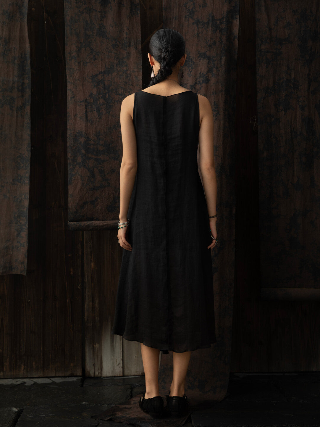 SOARIN WORLD Neo-Oriental Heritage Sleeveless Dress Linen Blend N-DCZ252TQ22
