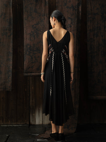 SOARIN WORLD Neo-Oriental Heritage Sleeveless Dress Linen Blend N-DCZ252TQ22
